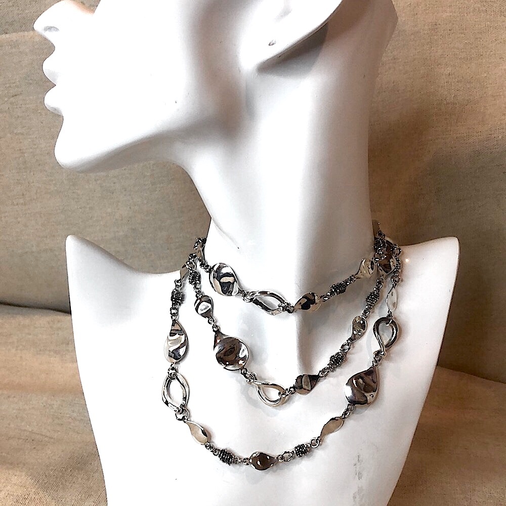 MICHAEL DAWKINS Starry Night Sterling Silver Petals and Oxidized Stars Necklace